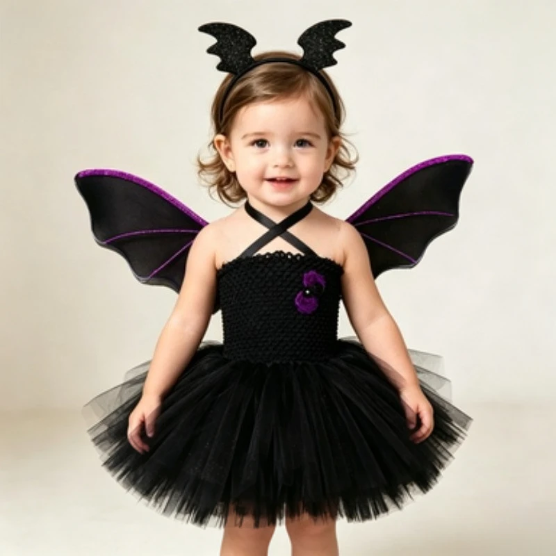 Girls' Bat Pattern Tulle Tutu Dress Set, Kids' Halloween Theme Party Performance Dress, Children's Day Performance Outfit
Girls' Bat Pattern Tulle Tutu Dress Set, Kids' Halloween Theme Party Performance Dress, Children's Day Performance Outfit