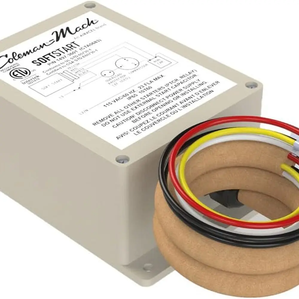 Комплект плавного пуска Coleman-Mach для всех кондиционеров Coleman-Mach и тепловых насосов — уменьшает усилие запуска на 75%, подходит для серий
Комплект плавного пуска Coleman-Mach для всех кондиционеров Coleman-Mach и тепловых насосов — уменьшает усилие запуска на 75%, подходит для серий