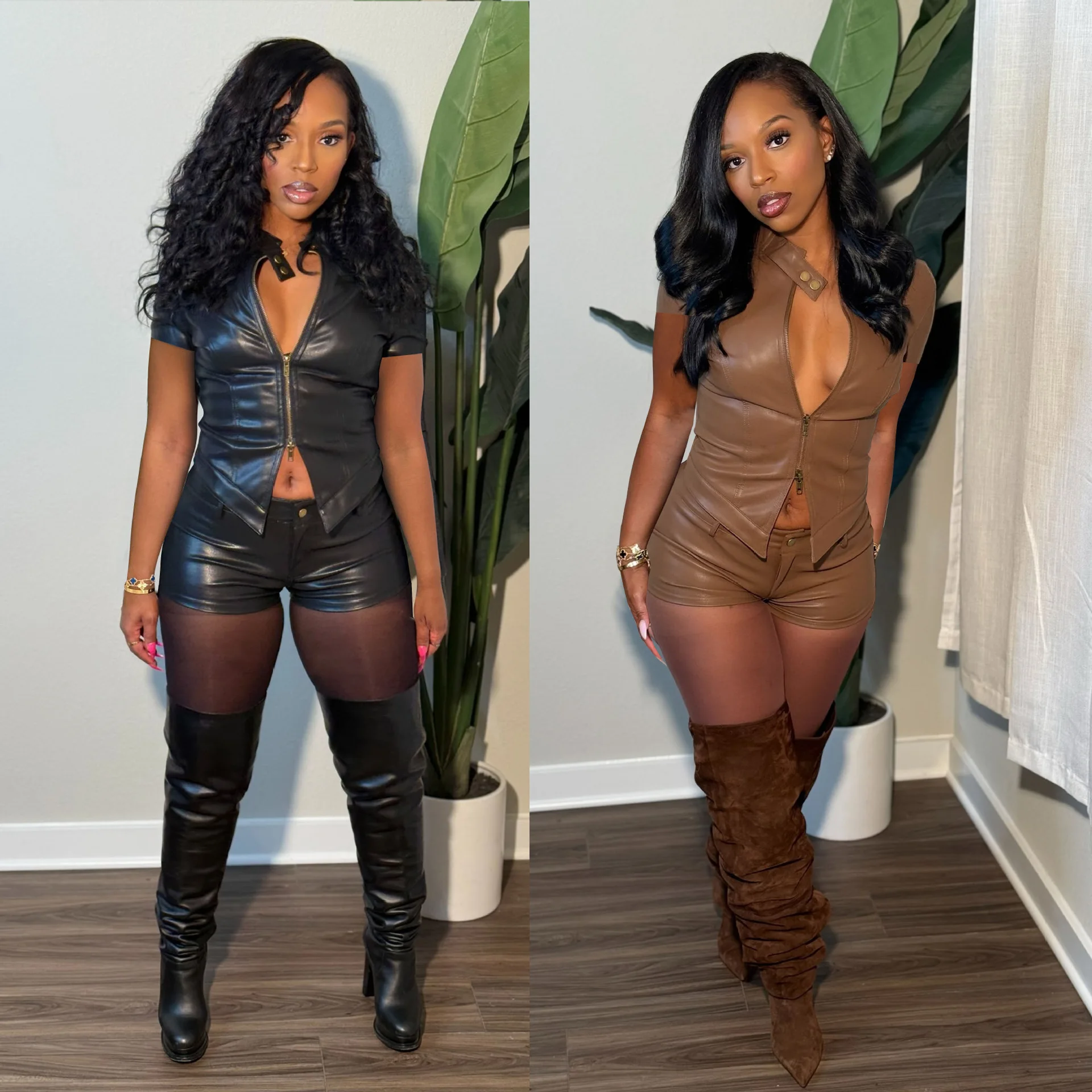 Sexy Leather Top Classy 2 Piece Pant Set Party Outfits Women Shorts 2026 Summer Spring Clothes Elegant Two Piece Pant Sets
Sexy Leather Top Classy 2 Piece Pant Set Party Outfits Women Shorts 2026 Summer Spring Clothes Elegant Two Piece Pant Sets