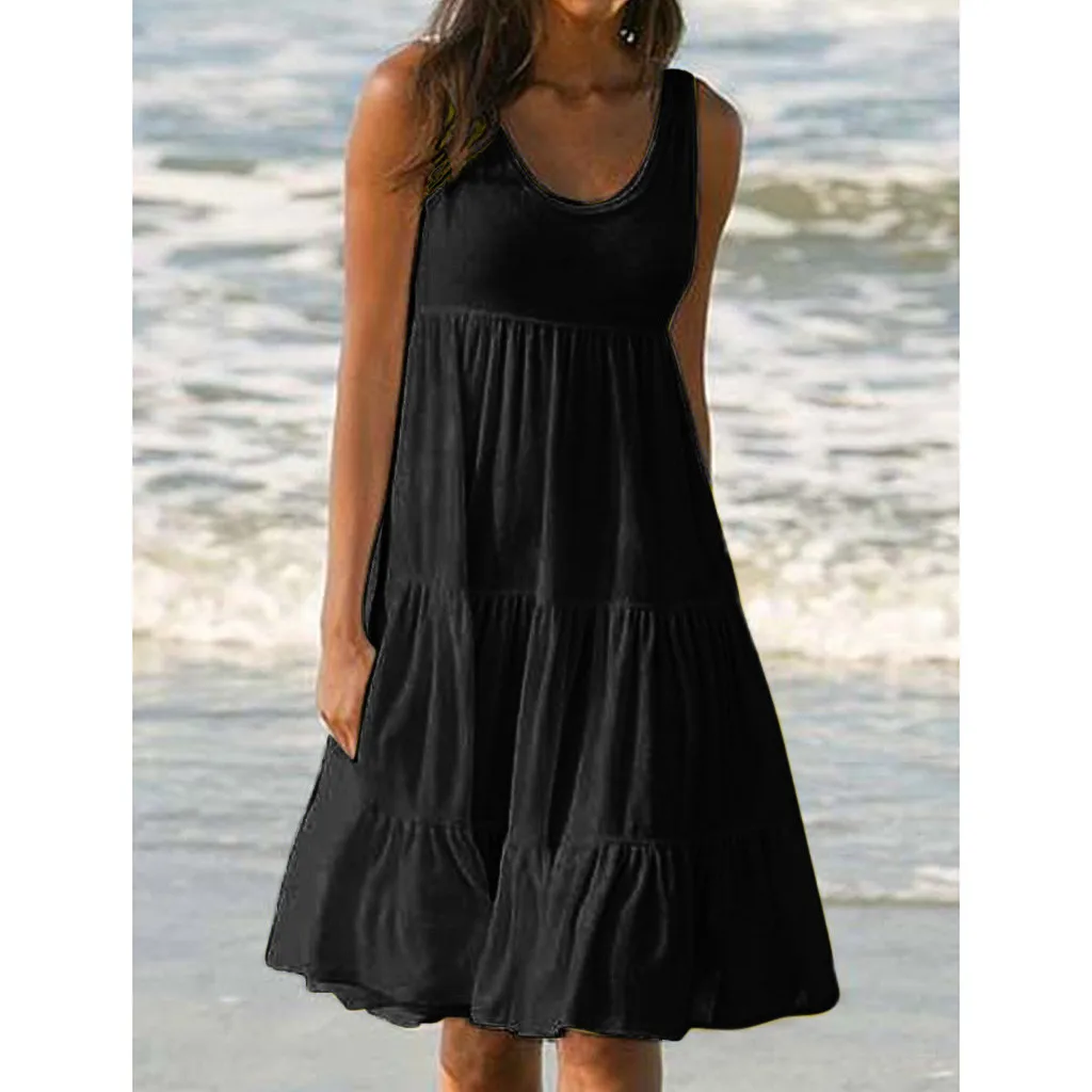 Casual Summer Midi Dress Women Sleeveless Tank O Neck Ruffle Loose Dresses Vacation Beach Soild Sundress Fashion
Casual Summer Midi Dress Women Sleeveless Tank O Neck Ruffle Loose Dresses Vacation Beach Soild Sundress Fashion