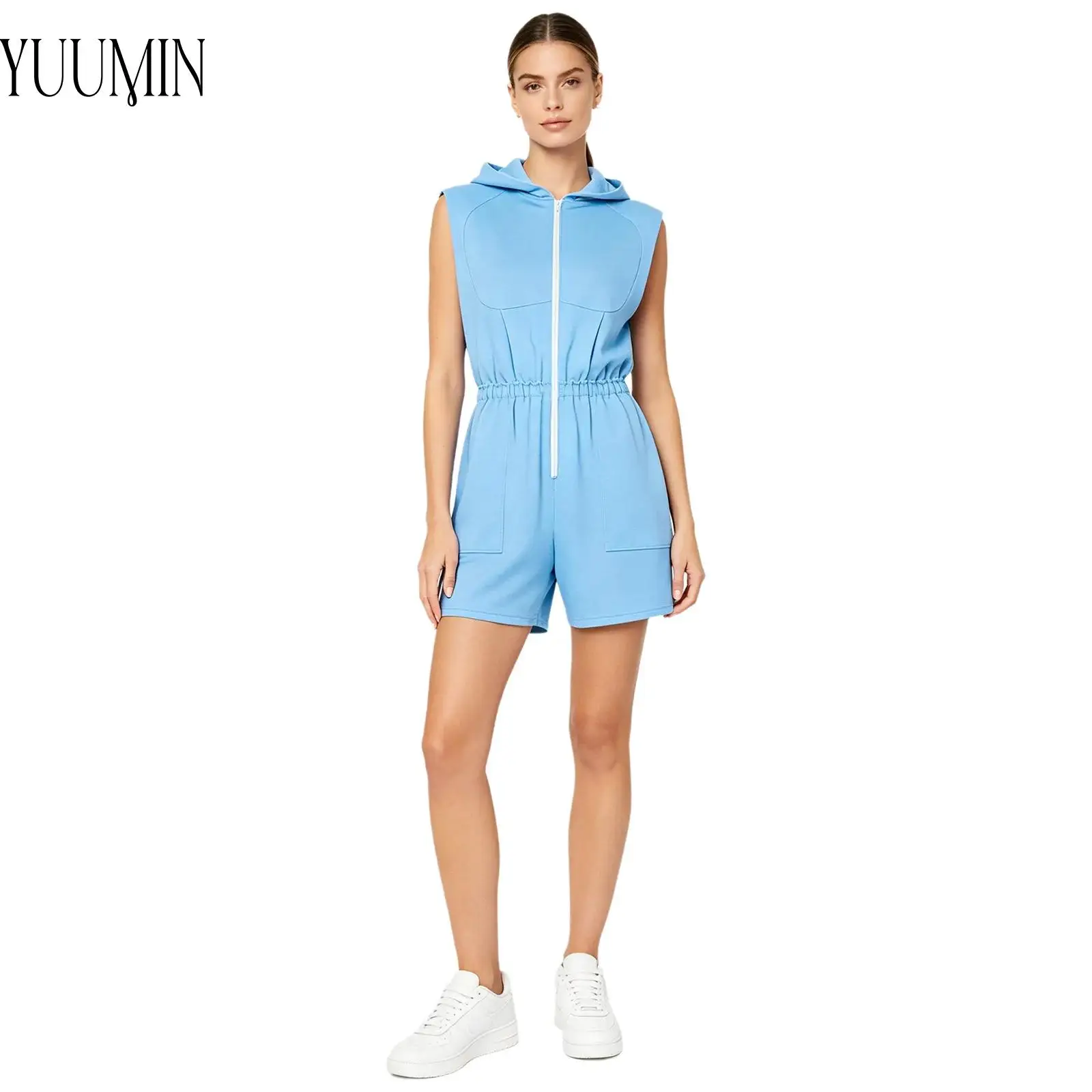 Women's Zipper Hooded Rompers Short Pants Sleeveless Elastic Waist Thigh with Pockets for Workout Tennis Golf Daily Life
Women's Zipper Hooded Rompers Short Pants Sleeveless Elastic Waist Thigh with Pockets for Workout Tennis Golf Daily Life