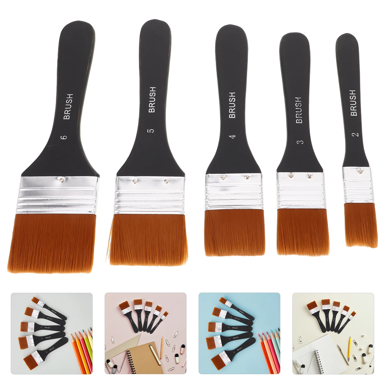 5pcs Flat Paint Brushes Painting Brush with Wooden Handle Artist Acrylic and Oil Painting Tools for Canvas Watercolor Varnish
5pcs Flat Paint Brushes Painting Brush with Wooden Handle Artist Acrylic and Oil Painting Tools for Canvas Watercolor Varnish