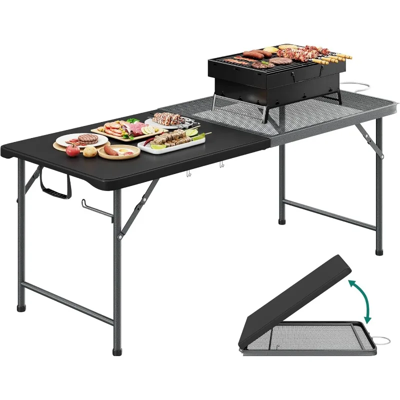 YITAHOME 6Ft Metal Folding Table for Grill Portable 2-in-1 Design Folding Grill Table with Mesh Desktop for Camping , Black
YITAHOME 6Ft Metal Folding Table for Grill Portable 2-in-1 Design Folding Grill Table with Mesh Desktop for Camping , Black