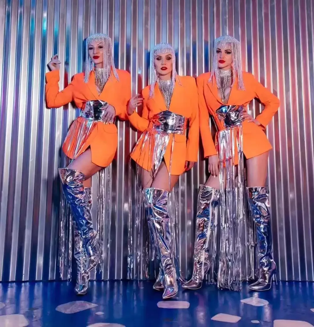 Orange Suit Jacket GOGO Performance Outfit Sexy Bar Nightclub Singer Dancer Team Dance Stage Wear Fashion Show Party Blazer Coat
Orange Suit Jacket GOGO Performance Outfit Sexy Bar Nightclub Singer Dancer Team Dance Stage Wear Fashion Show Party Blazer Coat