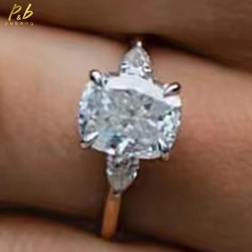 PuBang Sparkling 3EX VVS1 D Color Moissanite Diamond Engagement Ring 4 CT Center Cushion Shape With Two Petite Pear Side Stones
PuBang Sparkling 3EX VVS1 D Color Moissanite Diamond Engagement Ring 4 CT Center Cushion Shape With Two Petite Pear Side Stones