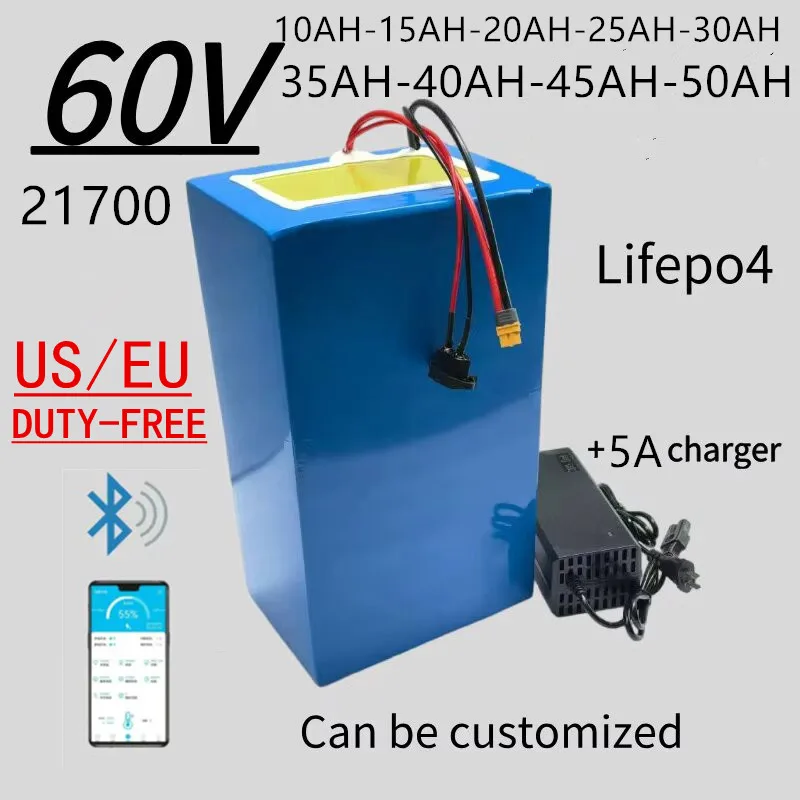 60V 15Ah 20Ah 25Ah 30Ah 35Ah 40Ah 45Ah 50Ah 21700 Lithium battery pack 3000W High Power For Electric motorcycle scooter With BMS
60V 15Ah 20Ah 25Ah 30Ah 35Ah 40Ah 45Ah 50Ah 21700 Lithium battery pack 3000W High Power For Electric motorcycle scooter With BMS