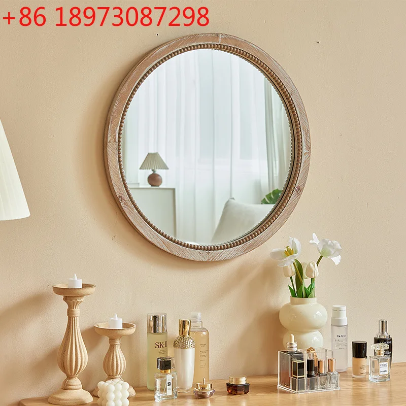French retro round bathroom cosmetic mirror wall hanging light luxury home bedroom entrance decorative mirror
French retro round bathroom cosmetic mirror wall hanging light luxury home bedroom entrance decorative mirror