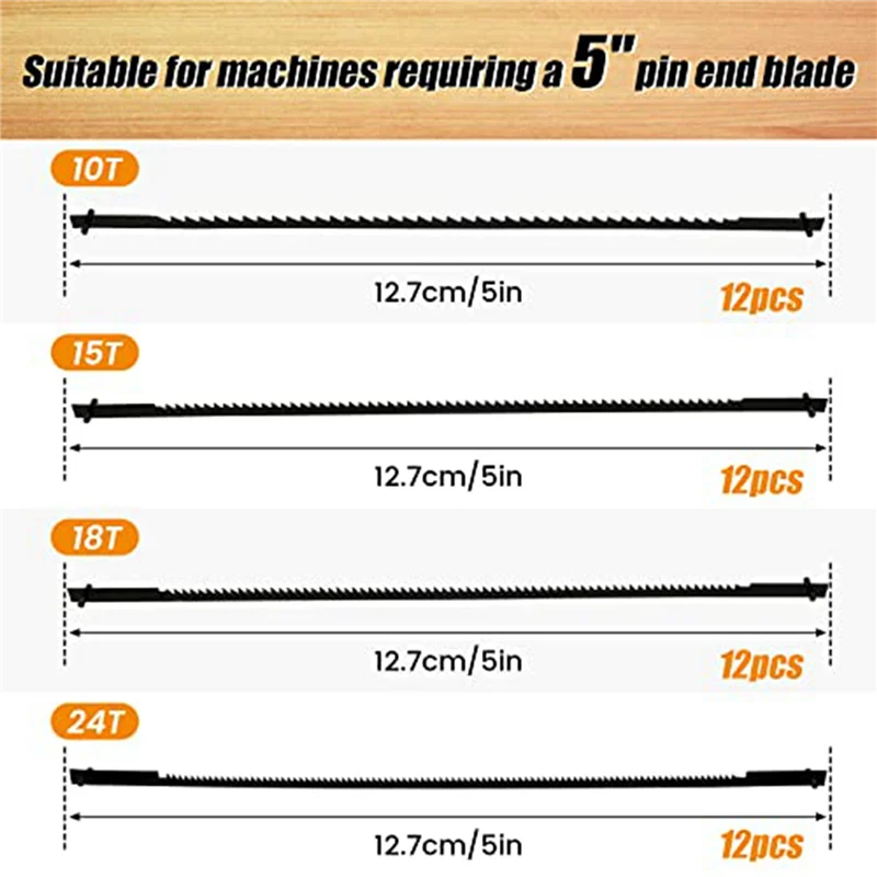 BHBD-96 Pack Scroll Saw Blade Set, 5 Inch Scroll Saw Blade Pin End Replacement, Blades Woodworking Tool For Wood Metal
BHBD-96 Pack Scroll Saw Blade Set, 5 Inch Scroll Saw Blade Pin End Replacement, Blades Woodworking Tool For Wood Metal