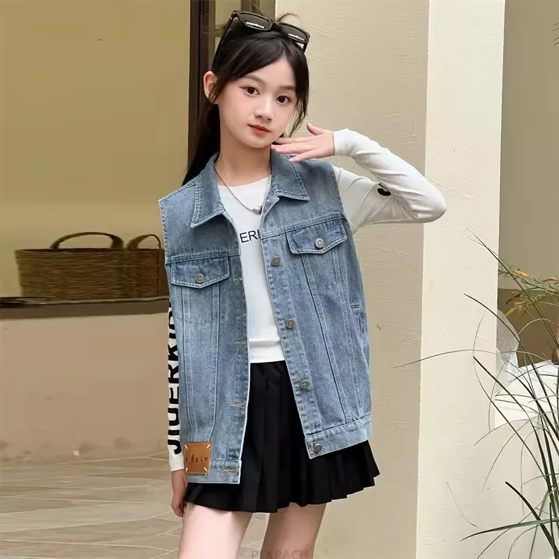 Girls Casual Denim Waistcoat Kids Fashion Streetwear Outfit Costume For Teenage Child Vintage Denim Vest Jacket Without Sleeve
Girls Casual Denim Waistcoat Kids Fashion Streetwear Outfit Costume For Teenage Child Vintage Denim Vest Jacket Without Sleeve