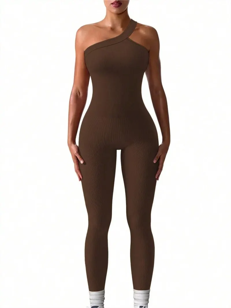 Women Yoga Jumpsuits Workout Ribbed One Shoulder One Piece Sport Jumpsuits
Women Yoga Jumpsuits Workout Ribbed One Shoulder One Piece Sport Jumpsuits