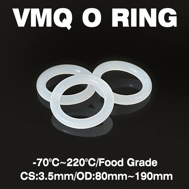 OD 80mm~190mm CS 3.5mm Premium White VMQ Food Grade O-Ring 10Pcs Oil Resistant & Not easy to adsorb impurities/and easy to clean
OD 80mm~190mm CS 3.5mm Premium White VMQ Food Grade O-Ring 10Pcs Oil Resistant & Not easy to adsorb impurities/and easy to clean