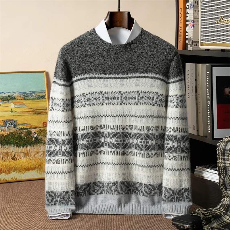 100% Pure Cashmere Sweater Men's Round Neck Double Thickened Floral Yarn Loose Knitted Sweater Base Layer Sweater Outerwear
100% Pure Cashmere Sweater Men's Round Neck Double Thickened Floral Yarn Loose Knitted Sweater Base Layer Sweater Outerwear