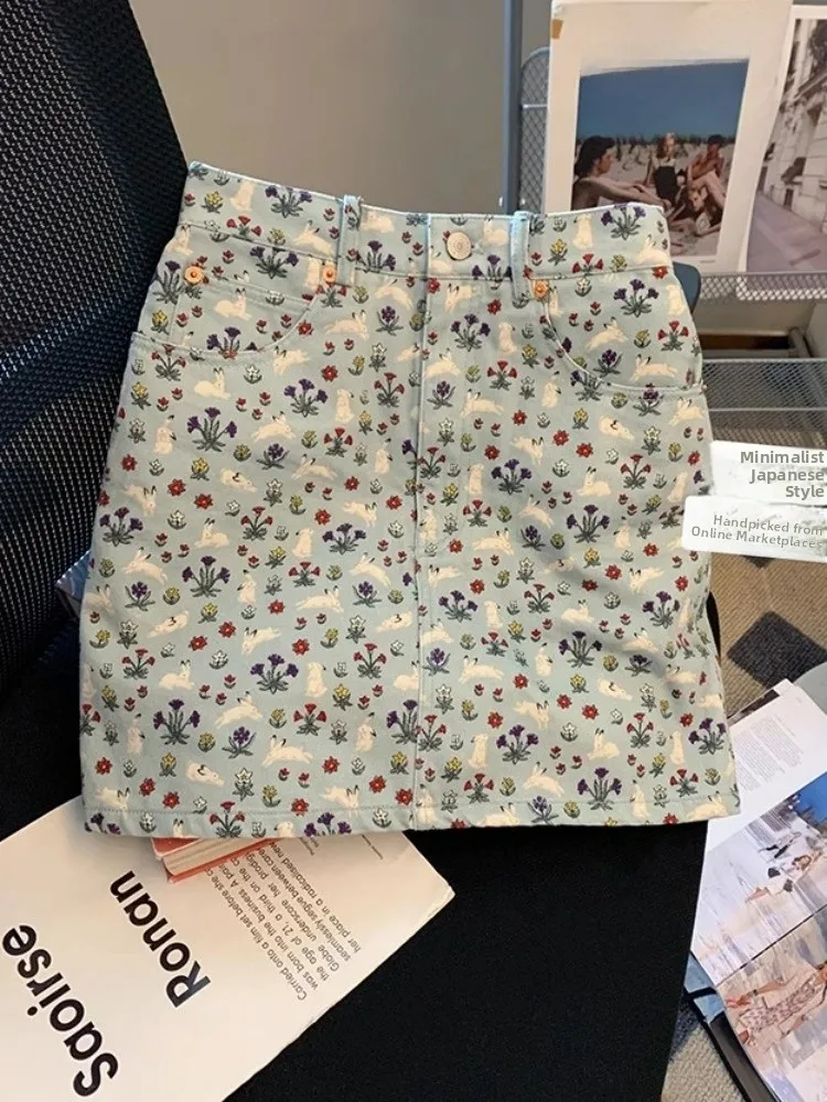High Waist Floral Embellished A-Line Skirt for Women Summer New Style Slimming Denim Half-length Short Skirt
High Waist Floral Embellished A-Line Skirt for Women Summer New Style Slimming Denim Half-length Short Skirt