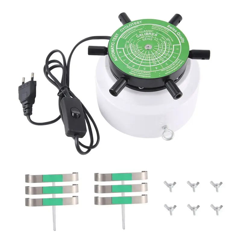 Инновационный автоматический тестер-циклотестер для часов 220В — устройство для подзавода шести часов одновременно, с европейской вилкой.
Инновационный автоматический тестер-циклотестер для часов 220В — устройство для подзавода шести часов одновременно, с европейской вилкой.