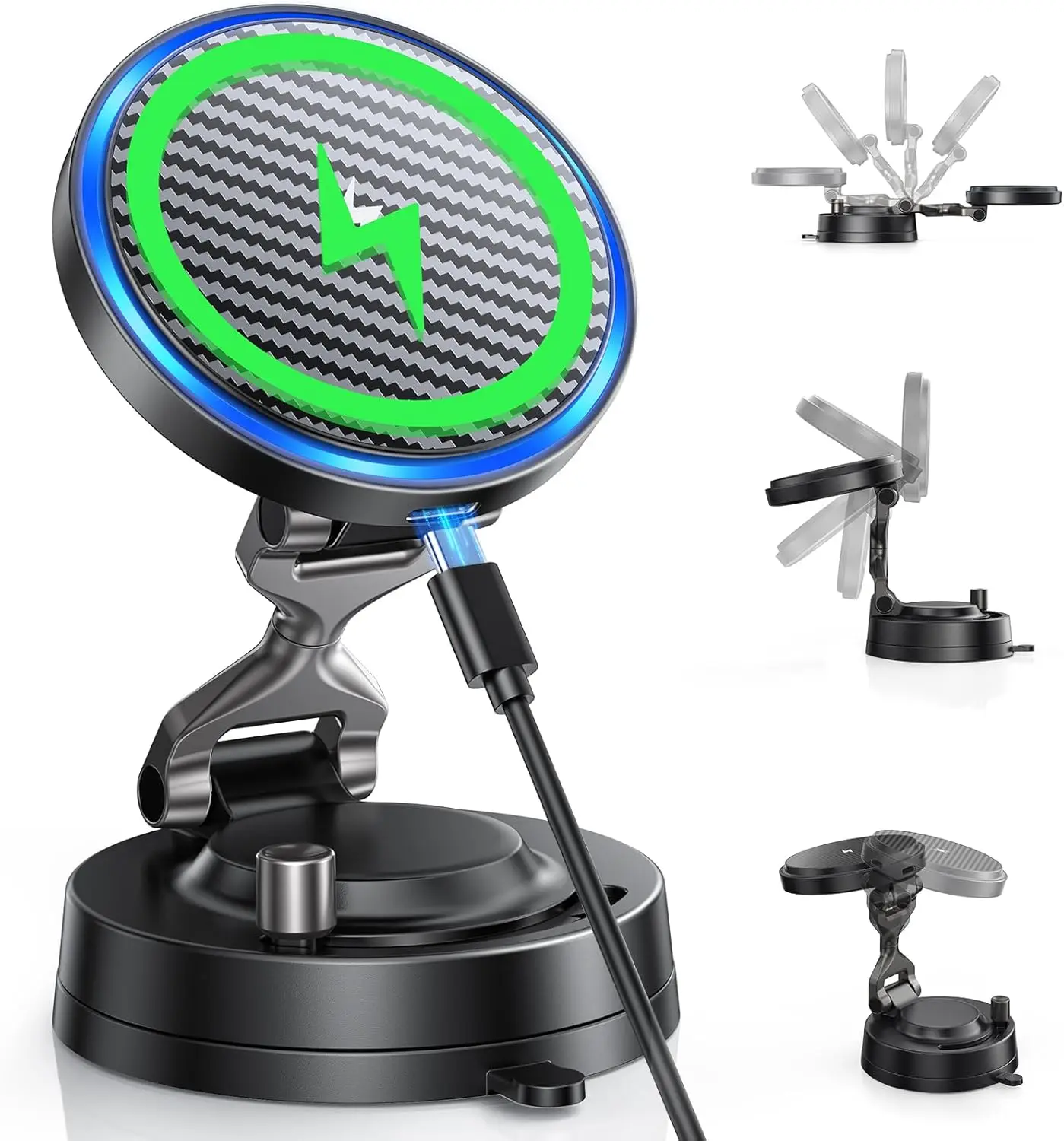 Magnetic Car Mount Charger 15W Fast Wireless, Strong Suction 82+LBS, Rotatable Stand for iPhone
Magnetic Car Mount Charger 15W Fast Wireless, Strong Suction 82+LBS, Rotatable Stand for iPhone