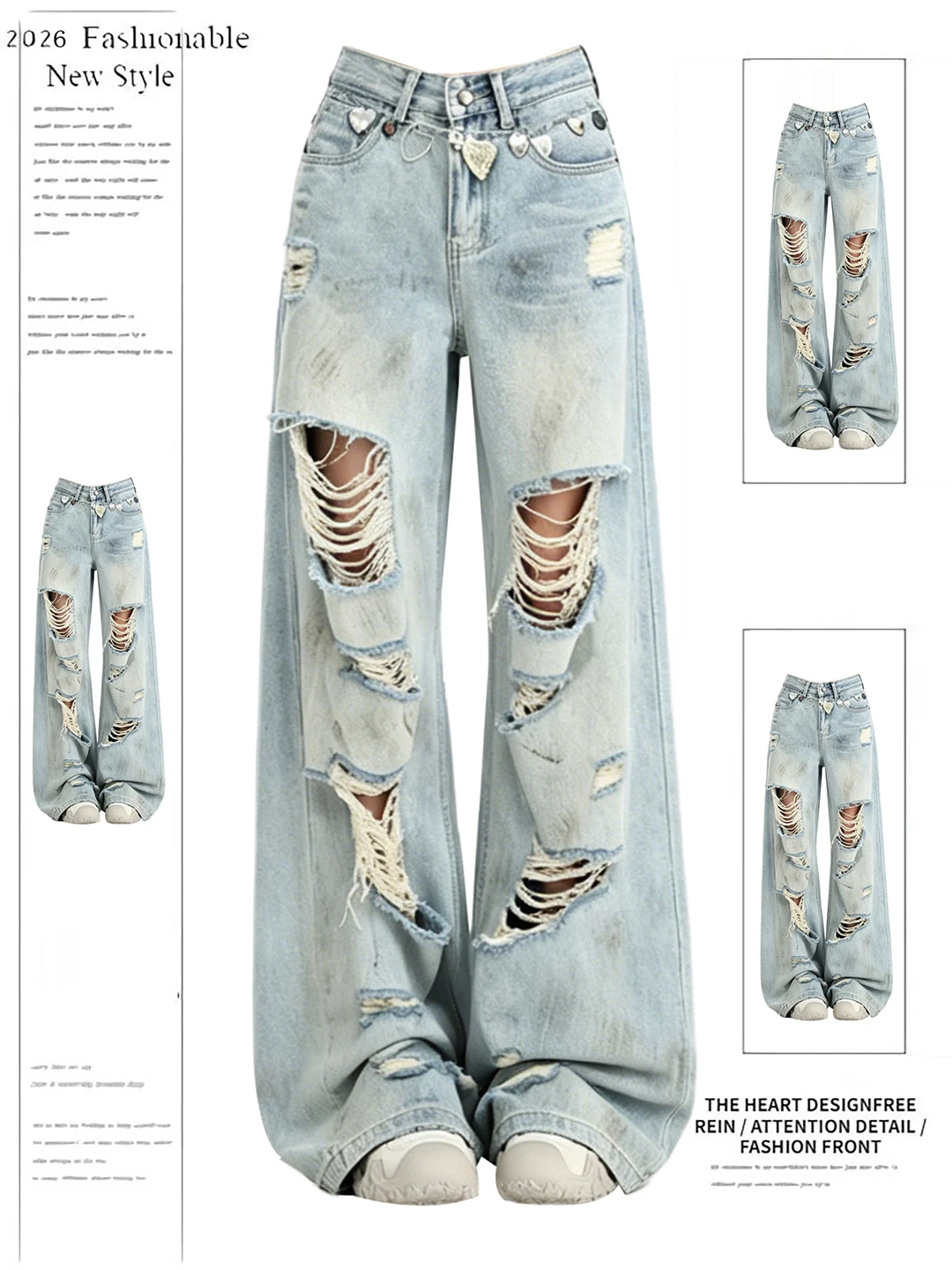 Retro American High Street Faded Denim Jeans Women's Summer New Loose Straight Casual Pants High Waist Blue Soft Wear Resistant
Retro American High Street Faded Denim Jeans Women's Summer New Loose Straight Casual Pants High Waist Blue Soft Wear Resistant