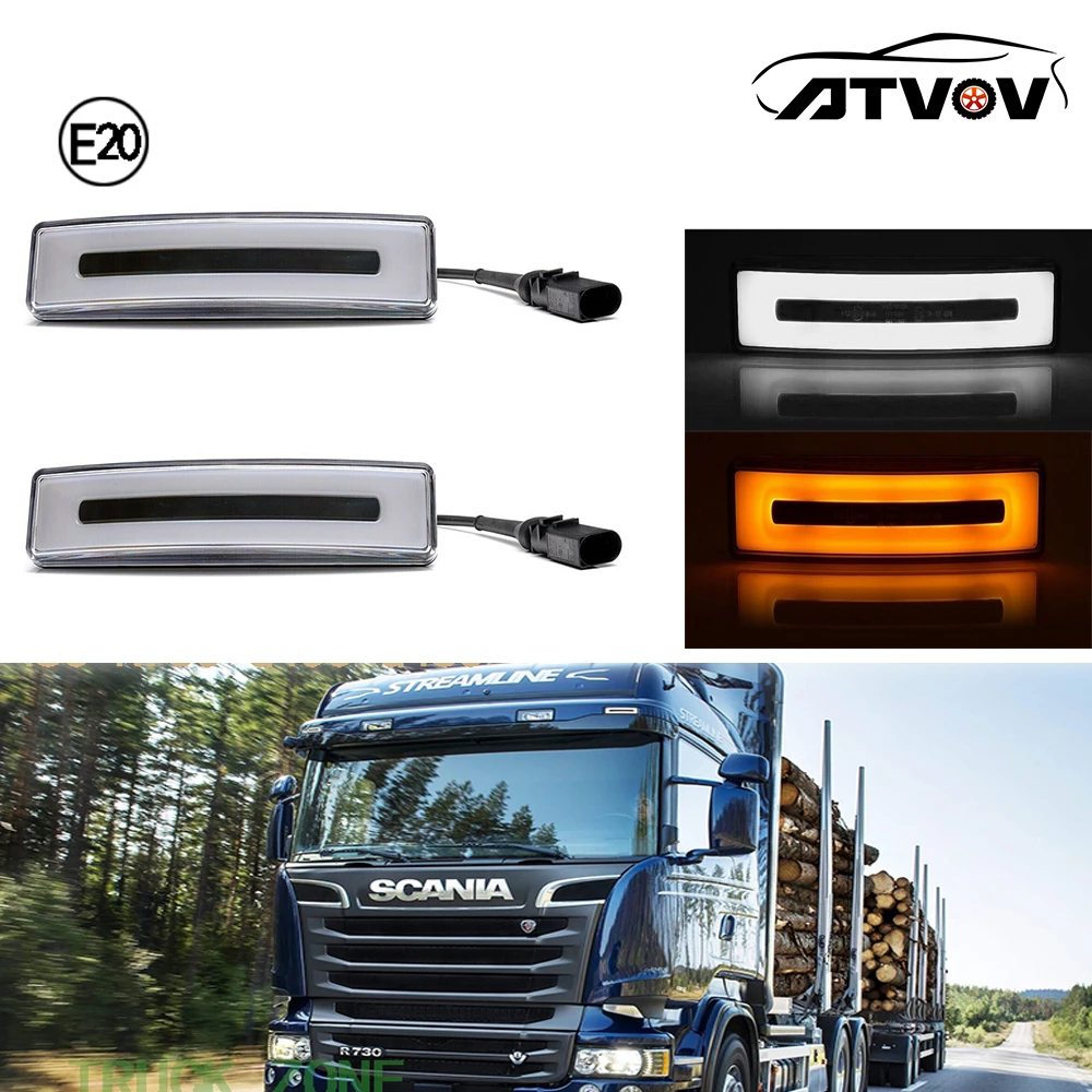 ATVOV 1 Piece 24V LED Sunvisor Signal Light E20 For Scania R450 R560 R470 R500 R730 R620 P320 P360 P410 G440 OEM 1798980 1910437