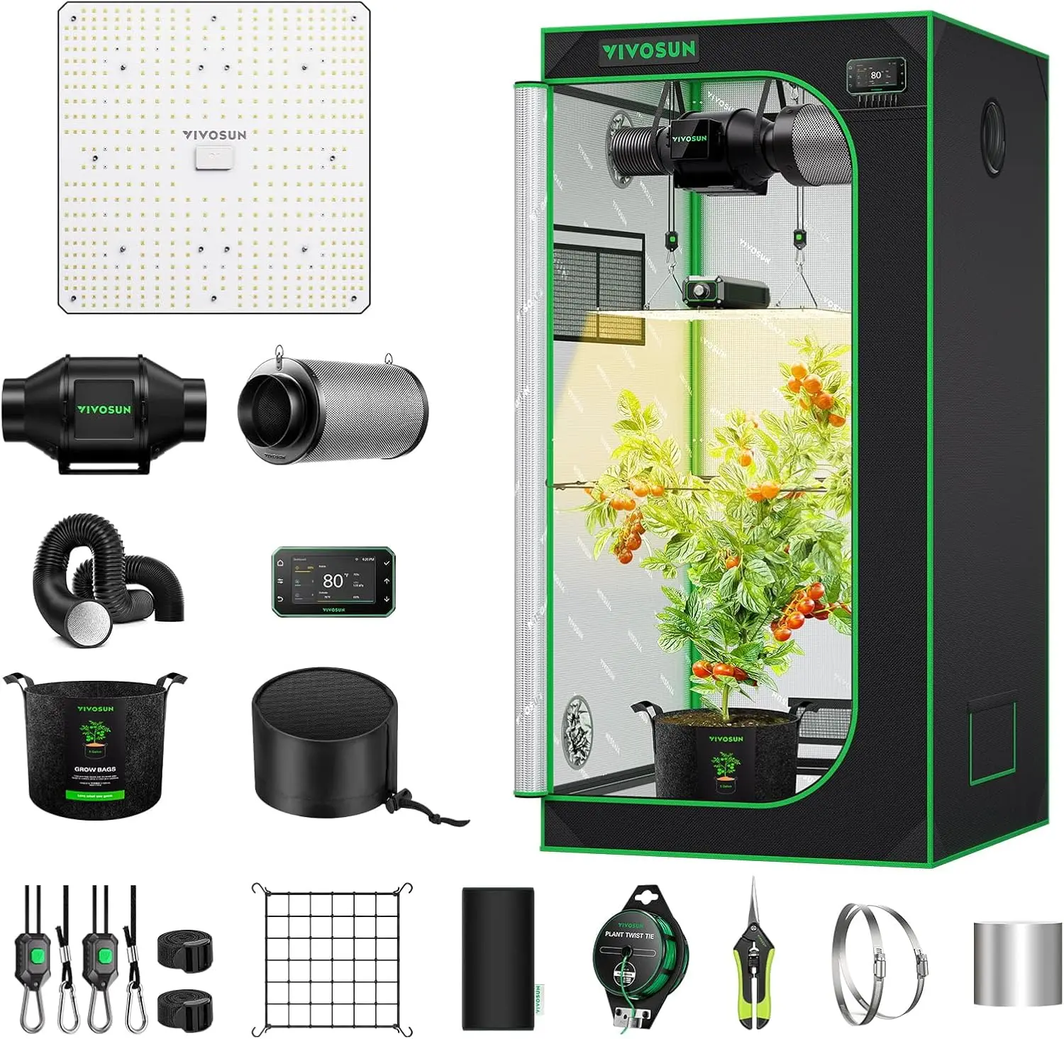 Smart Grow Tent Kit 2.7 x 2.7ft WiFi-Integrated Automatic Complete Grow System with Full Spectrum LED Grow Light 150W
Smart Grow Tent Kit 2.7 x 2.7ft WiFi-Integrated Automatic Complete Grow System with Full Spectrum LED Grow Light 150W