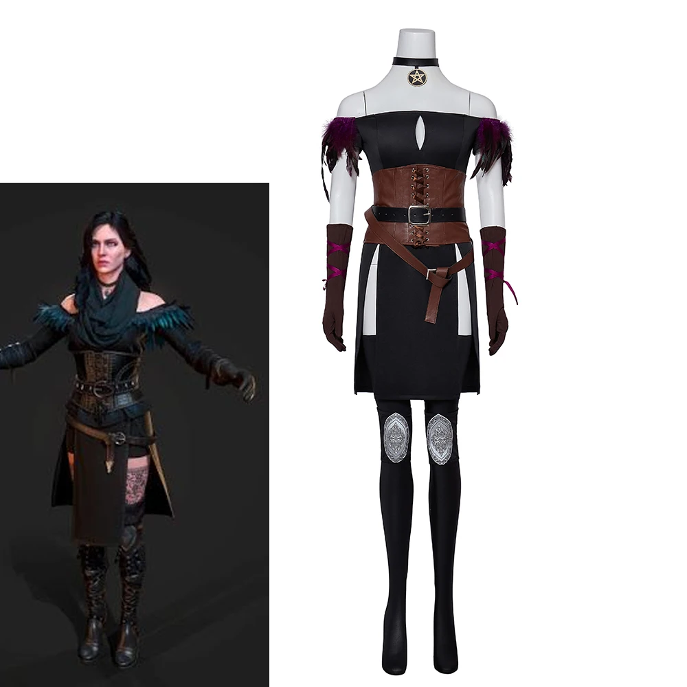 Yennefer Cosplay of Vengerberg Costume Women Black Battle Suit Top Skirt Outfits Halloween Party Clothes with Accessories
Yennefer Cosplay of Vengerberg Costume Women Black Battle Suit Top Skirt Outfits Halloween Party Clothes with Accessories