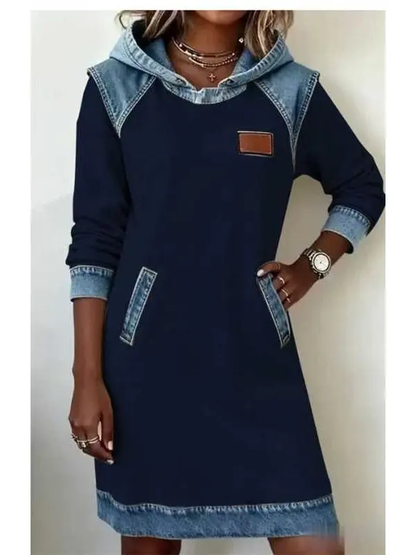 Women's Denim Color Blo Hooded Sweatirt Casual Loose Waist Long Sve Thiened Jeans Fabric INS Sle Lady's Hoodie
Women's Denim Color Blo Hooded Sweatirt Casual Loose Waist Long Sve Thiened Jeans Fabric INS Sle Lady's Hoodie