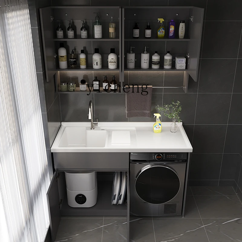 Combination quartz stone with rubbing board laundry pool waterproof honeycomb aluminum balcony washing machine cabinet
Combination quartz stone with rubbing board laundry pool waterproof honeycomb aluminum balcony washing machine cabinet