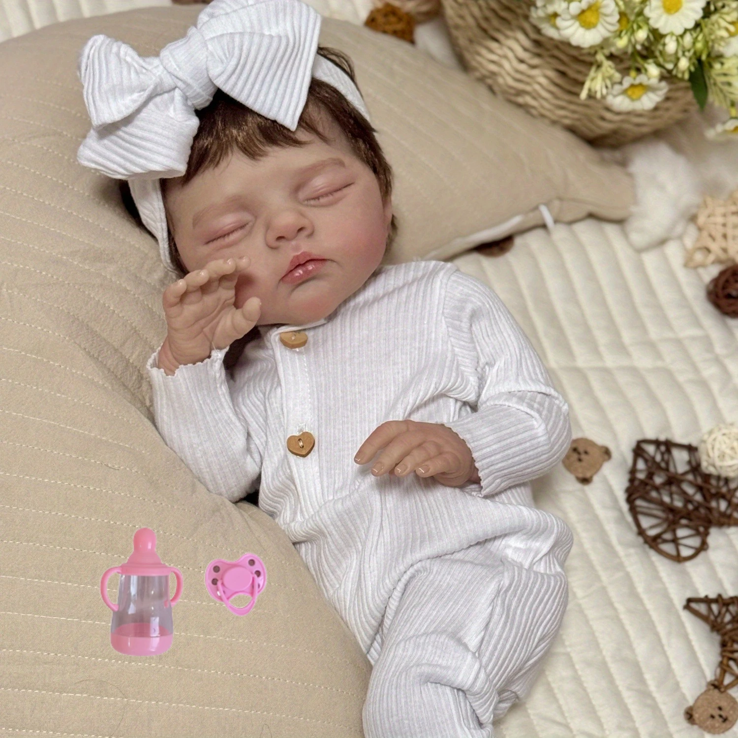 BZDOLL 48cm 19in Asleep Reborn Doll, 3D Veined Skin, Cloth Body, Lifelike Handmade Collectible Birthday Gift
BZDOLL 48cm 19in Asleep Reborn Doll, 3D Veined Skin, Cloth Body, Lifelike Handmade Collectible Birthday Gift