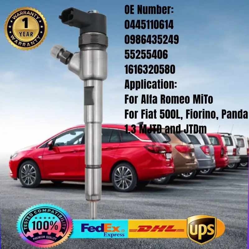 0445110614 55255406 1616320580 0986435249 Common Rail Fuel Injector for Alfa Romeo MiTo Fiat 500L Fiorino Panda 1.3 MJTD Engine
0445110614 55255406 1616320580 0986435249 Common Rail Fuel Injector for Alfa Romeo MiTo Fiat 500L Fiorino Panda 1.3 MJTD Engine