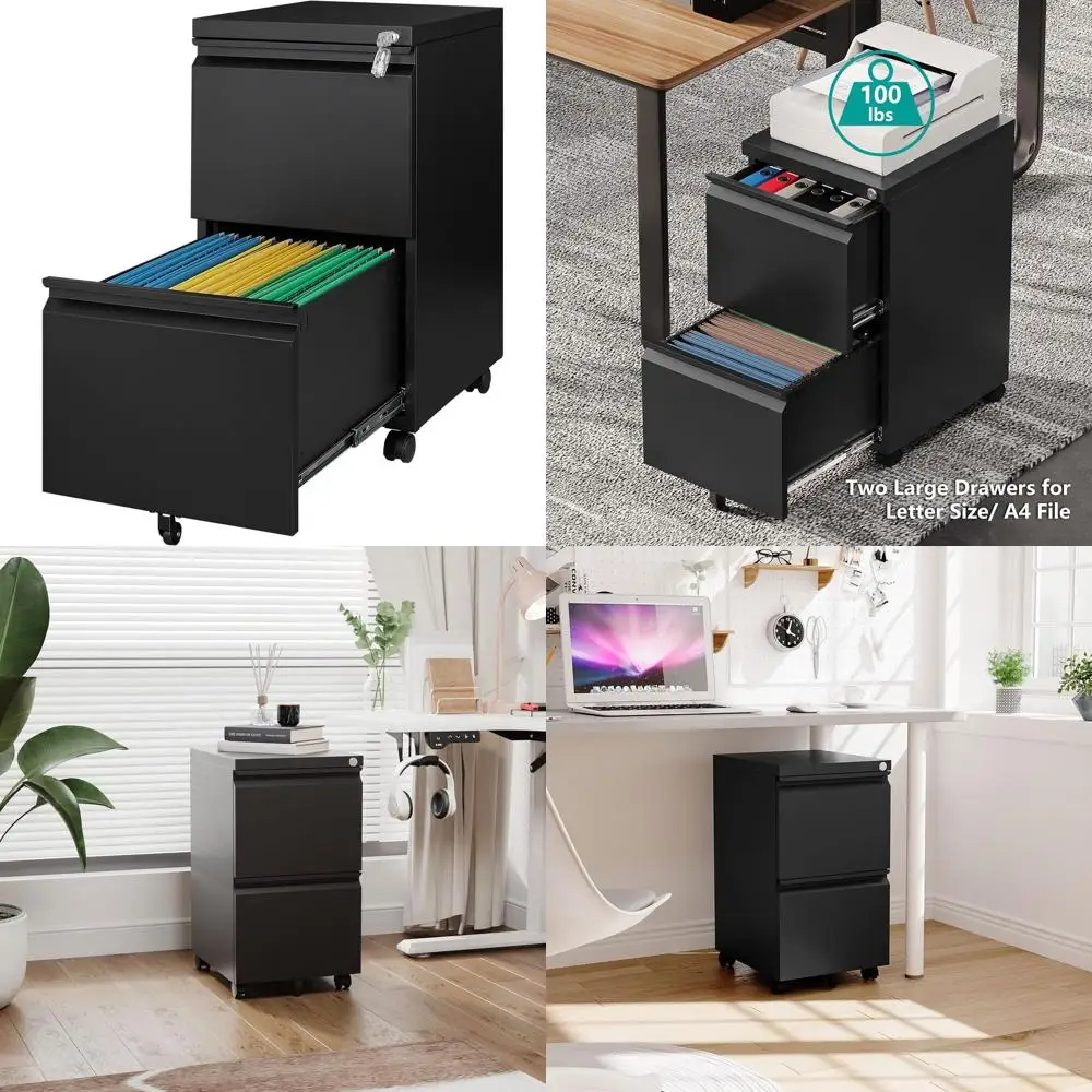 Black Lockable 2-Drawer Rolling File Cabinet for A4/Legal/Letter, Home Office Desk Storage Assembly Required
Black Lockable 2-Drawer Rolling File Cabinet for A4/Legal/Letter, Home Office Desk Storage Assembly Required
