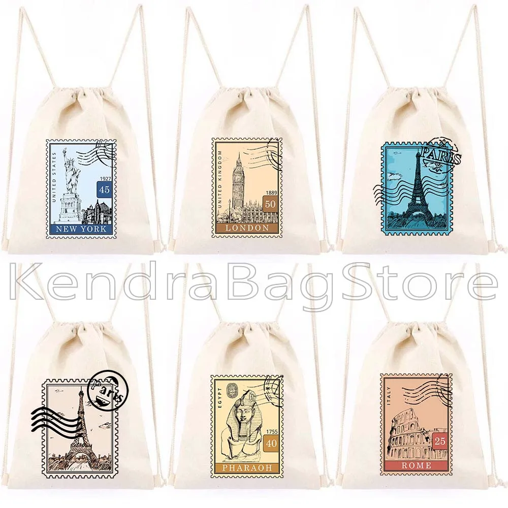 London New York Paris Pharaoh Egypt Rome Italy Postages Stamps Art Gifts Canvas Drawstring Backpack Sports Sackpack String Bag
London New York Paris Pharaoh Egypt Rome Italy Postages Stamps Art Gifts Canvas Drawstring Backpack Sports Sackpack String Bag