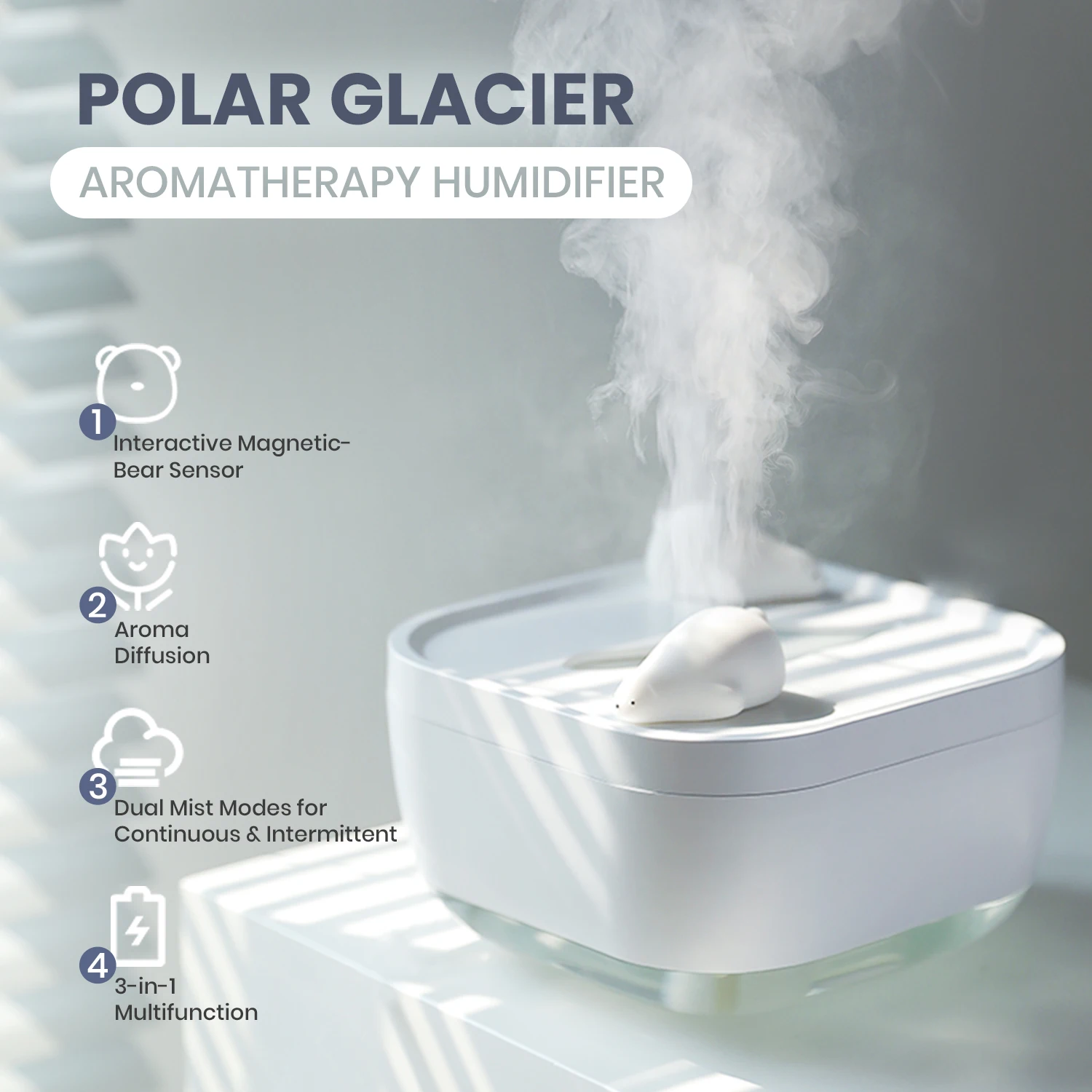 Polar Glacier Humidifier - Home Air Humidifier with Essential Oil Diffuser Function Small Size Portable for Bedroom Office
Polar Glacier Humidifier - Home Air Humidifier with Essential Oil Diffuser Function Small Size Portable for Bedroom Office