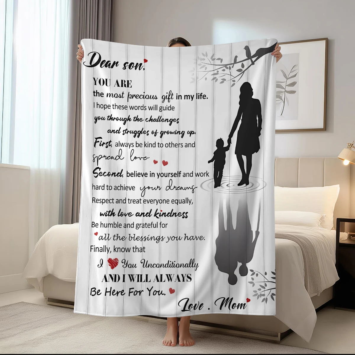 1 envelope printed flannel blanket gift from mom to son, blanket from dad to my son for graduation Christmas, birthday,
1 envelope printed flannel blanket gift from mom to son, blanket from dad to my son for graduation Christmas, birthday,