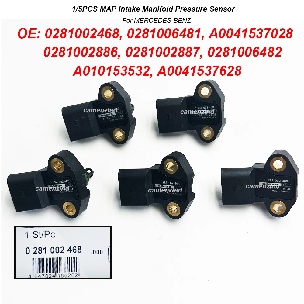 1/5Pcs MAP Manifold Pressure Sensor 0281002468 A0041537028 0281002887 0281006482 A010153532 A0041537628 For MERCEDES-BENZ
1/5Pcs MAP Manifold Pressure Sensor 0281002468 A0041537028 0281002887 0281006482 A010153532 A0041537628 For MERCEDES-BENZ