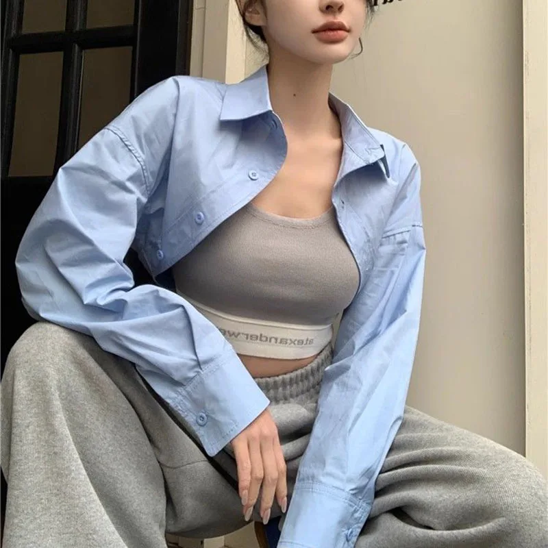 Новые летние модные укороченные рубашки для женщин, уличная одежда, блузка с длинными рукавами и высокой талией, женская однотонная универсальная укороченная блузка
Новые летние модные укороченные рубашки для женщин, уличная одежда, блузка с длинными рукавами и высокой талией, женская однотонная универсальная укороченная блузка