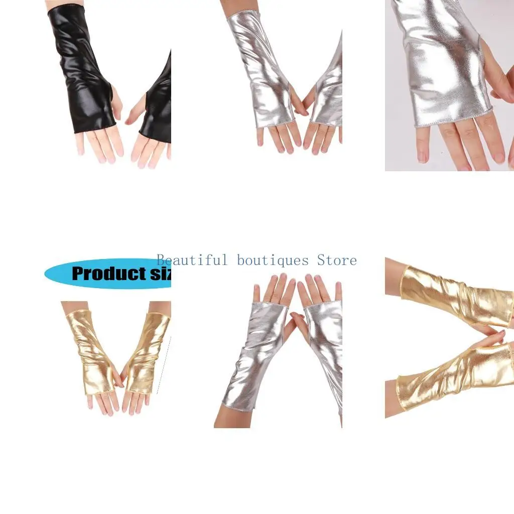 U4LF Black Glossy Fingerless Gloves Women Dance Halloween Arm Gloves
U4LF Black Glossy Fingerless Gloves Women Dance Halloween Arm Gloves