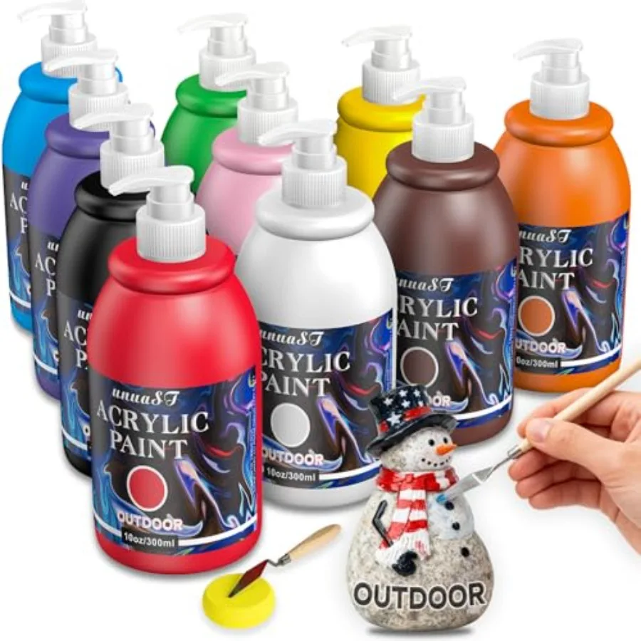 Outdoor Acrylic Paint Waterproof Set, 10 Colors Large Bulk Outdoor Paint with Pump, Rich Pigmented Paints for Artists/Beginners
Outdoor Acrylic Paint Waterproof Set, 10 Colors Large Bulk Outdoor Paint with Pump, Rich Pigmented Paints for Artists/Beginners