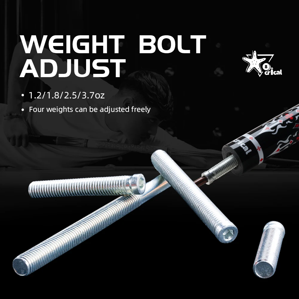 Crical Weight Bolt Adjust 1.2/1.8/2.5/3.7OZ 4 Pieces Set of Weight Bolt Adjustable Billiard Accessories
Crical Weight Bolt Adjust 1.2/1.8/2.5/3.7OZ 4 Pieces Set of Weight Bolt Adjustable Billiard Accessories