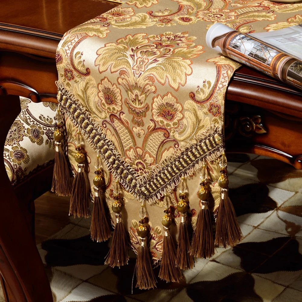 Luxury Golden Table Runner Tablecloth Table Mat Royal Nobility Tassel Pendant Bed Flag Table Flag for Wedding Hotel Dinner Party
Luxury Golden Table Runner Tablecloth Table Mat Royal Nobility Tassel Pendant Bed Flag Table Flag for Wedding Hotel Dinner Party