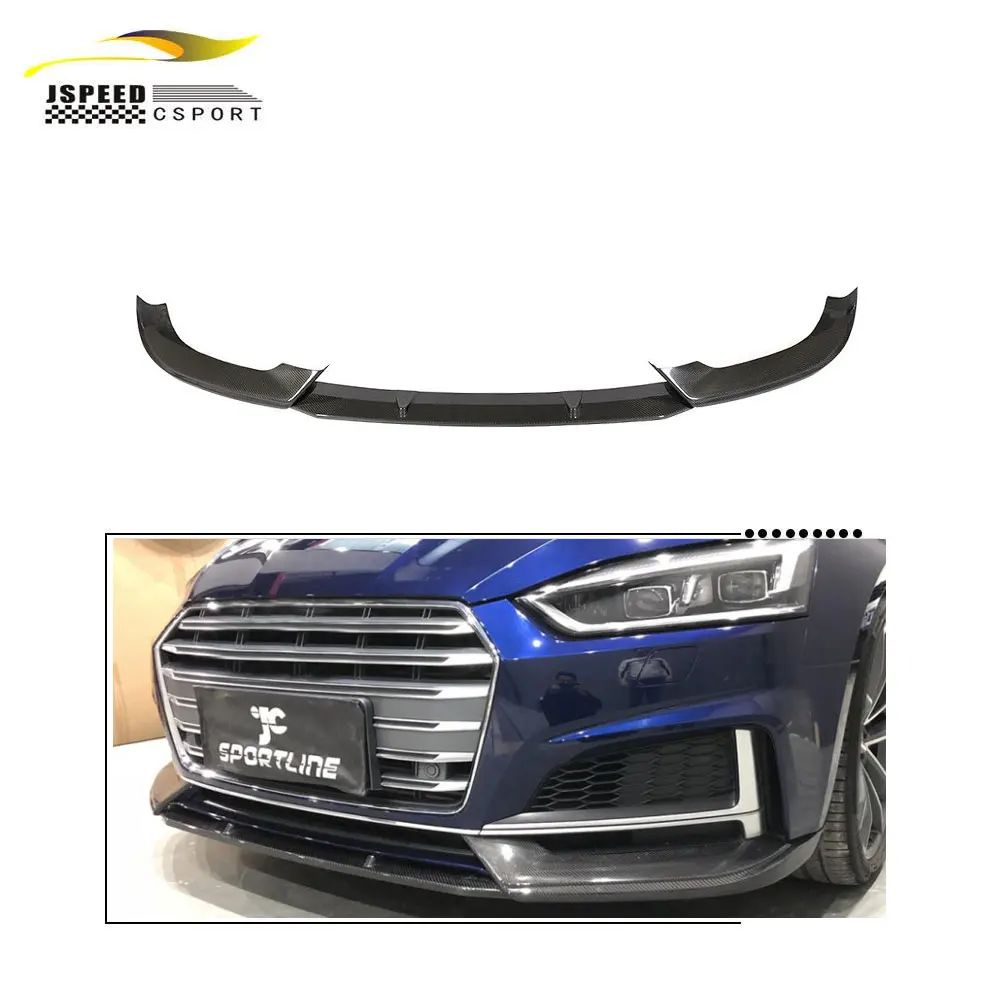 Suitable for The JCSPORTLINE 3PCS carbon fiber front bumper lip of the Audi A5-SLINE S5 2017-2018 
Suitable for The JCSPORTLINE 3PCS carbon fiber front bumper lip of the Audi A5-SLINE S5 2017-2018