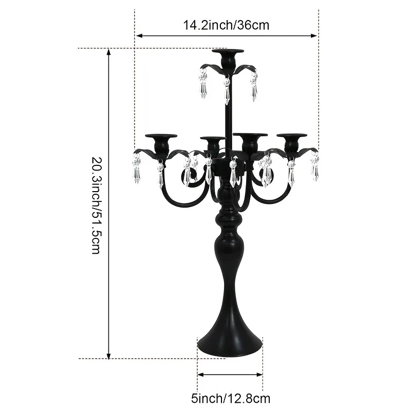 20-Inch Tall Black Crystal-Embellished 5-Arm Candle Holder Set – Elegant Taper Candle Stand for Home Decor, Wedding Tables, Parties & Dining Centerpieces (2 pcs, Matte Black Finish)
20-Inch Tall Black Crystal-Embellished 5-Arm Candle Holder Set – Elegant Taper Candle Stand for Home Decor, Wedding Tables, Parties & Dining Centerpieces (2 pcs, Matte Black Finish)