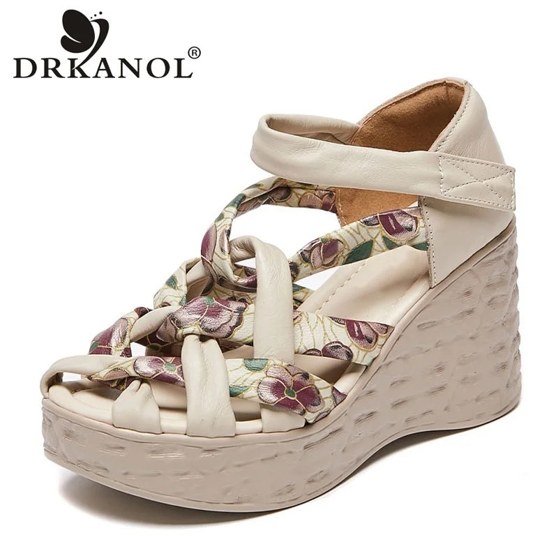 DRKANOL 2026 Women Wedges Heel Sandals Summer Weave Genuine Leather Bohemia Printing Casual Platform Height Increasing Sandals
DRKANOL 2026 Women Wedges Heel Sandals Summer Weave Genuine Leather Bohemia Printing Casual Platform Height Increasing Sandals