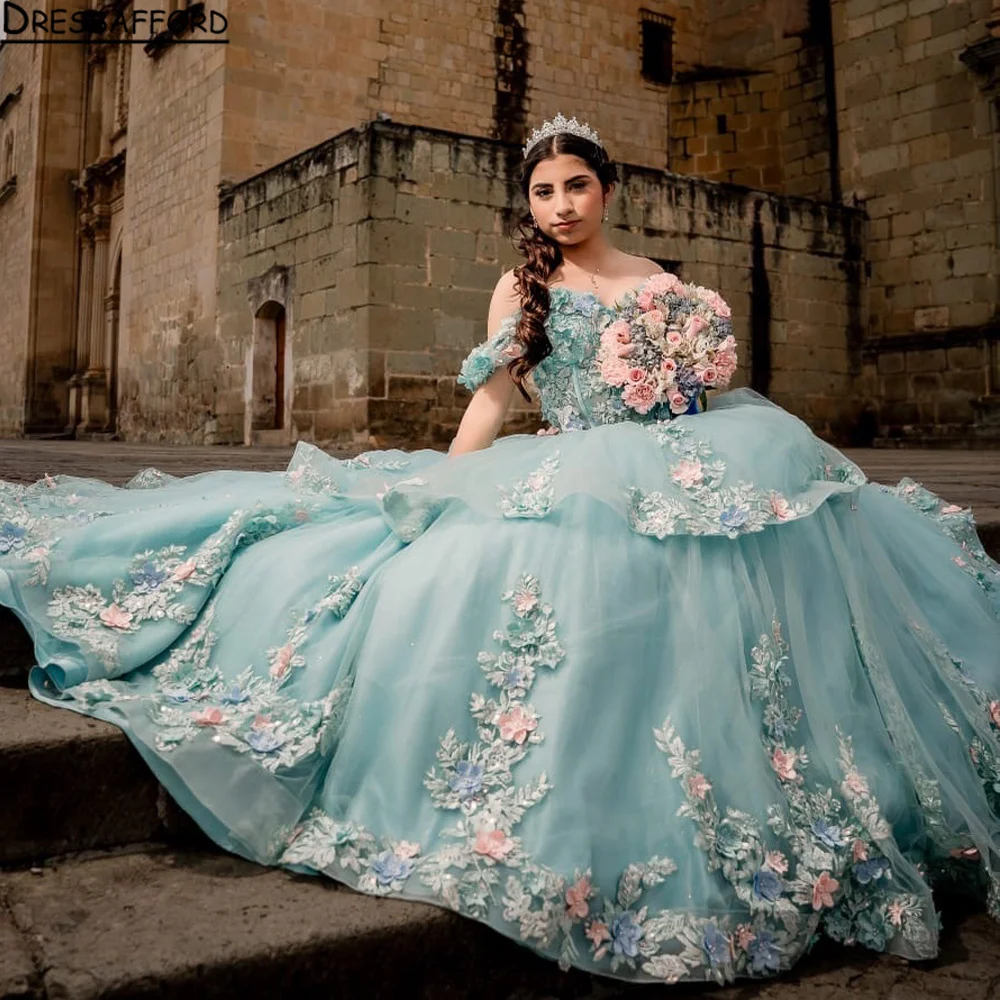 Mexican Mint Green Quinceanera Dress Ball Gown 3D Floral Applique Sweet 16 14 Prom Party Dress Vestido De 15 Años
Mexican Mint Green Quinceanera Dress Ball Gown 3D Floral Applique Sweet 16 14 Prom Party Dress Vestido De 15 Años