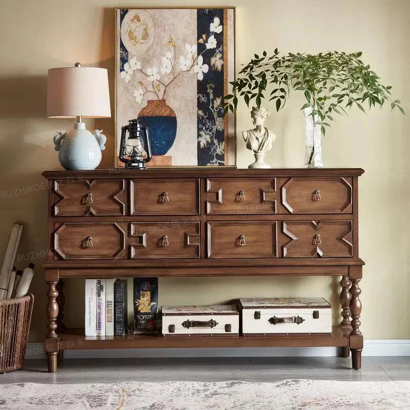 Medieval solid wood entrance cabinet entrance long cabinet dining side cabinet storage retro French storage
Medieval solid wood entrance cabinet entrance long cabinet dining side cabinet storage retro French storage