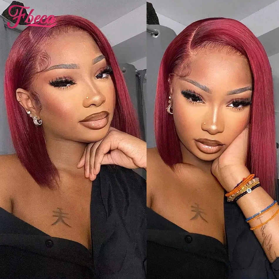 Burgundy 99J Short Bob Wigs 13x4 HD Lace Frontal Wig Brazilian Human Hair Wigs For Black Women Bone Straight Lace Front Bob Wig
Burgundy 99J Short Bob Wigs 13x4 HD Lace Frontal Wig Brazilian Human Hair Wigs For Black Women Bone Straight Lace Front Bob Wig
