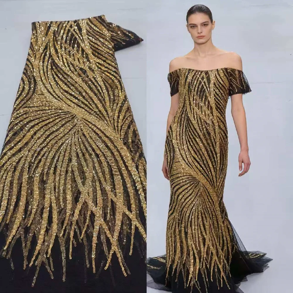 Gold African sequins net lace fabric high quality african french tulle lace embroidery lace fabric for party dress
Gold African sequins net lace fabric high quality african french tulle lace embroidery lace fabric for party dress