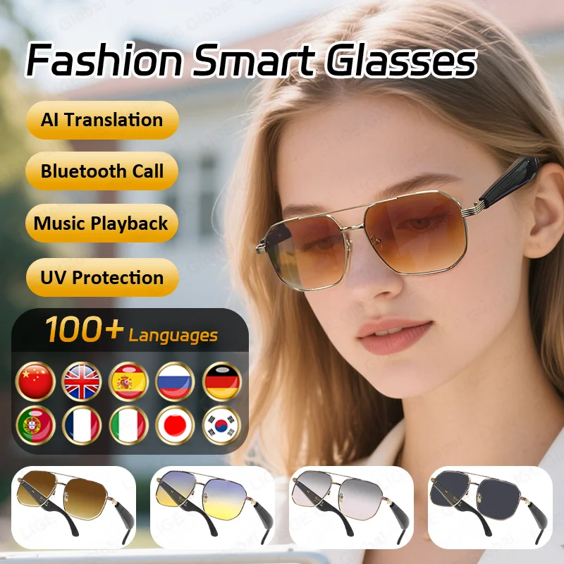 LIGE AI Intelligent Translation Smart Glasses Simultaneous Interpretation Anti-UV Sunglasses Bluetooth Call Recording Eyeglasses
LIGE AI Intelligent Translation Smart Glasses Simultaneous Interpretation Anti-UV Sunglasses Bluetooth Call Recording Eyeglasses