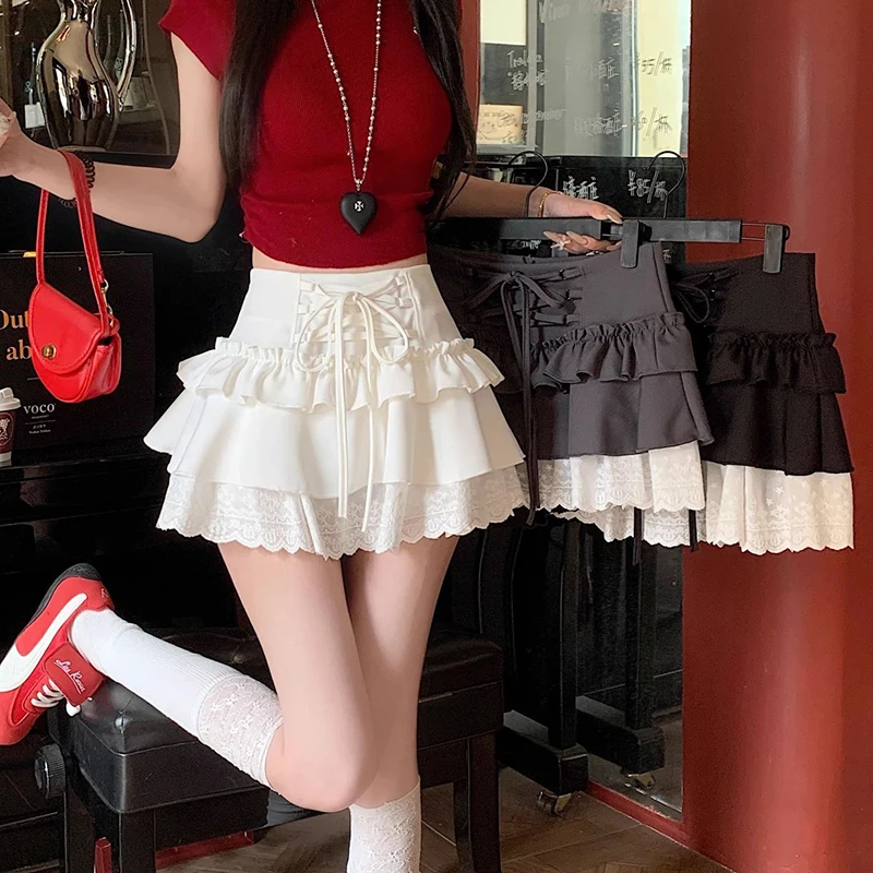 Sweet Lace Up Mini Skirt Women Y2K Summer Lace Patchwork A-Line Skirts High Waist Kawaii Lolita Preppy All Match Tutu Skirts
Sweet Lace Up Mini Skirt Women Y2K Summer Lace Patchwork A-Line Skirts High Waist Kawaii Lolita Preppy All Match Tutu Skirts
