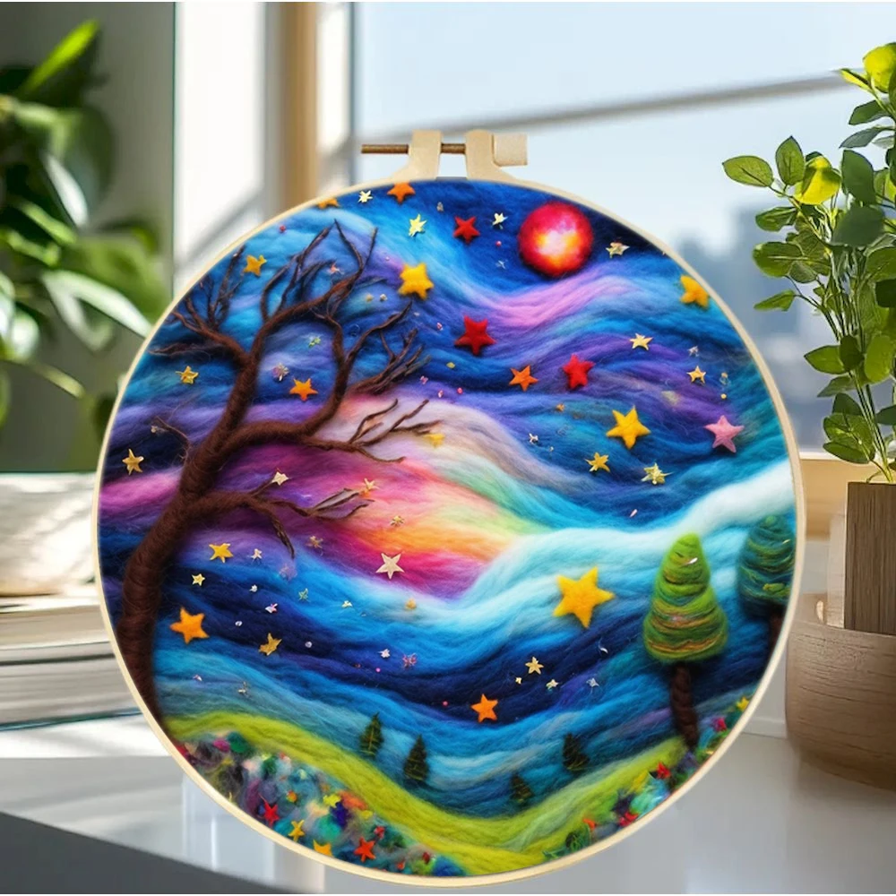 Starry Sky Needle Felt Starter Kits For Adults Diy Wool Felting Painting Beginners Kit Embroidery Frame Wool Needlework Crafts
Starry Sky Needle Felt Starter Kits For Adults Diy Wool Felting Painting Beginners Kit Embroidery Frame Wool Needlework Crafts