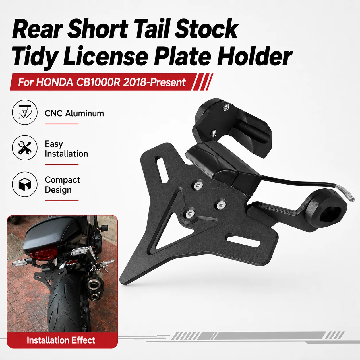 Motorcycle Rear Short Tail Stock Tidy License Plate Holder Tailstock Bracket With LED Light For Honda CB1000R 2018-2024 Up
Motorcycle Rear Short Tail Stock Tidy License Plate Holder Tailstock Bracket With LED Light For Honda CB1000R 2018-2024 Up