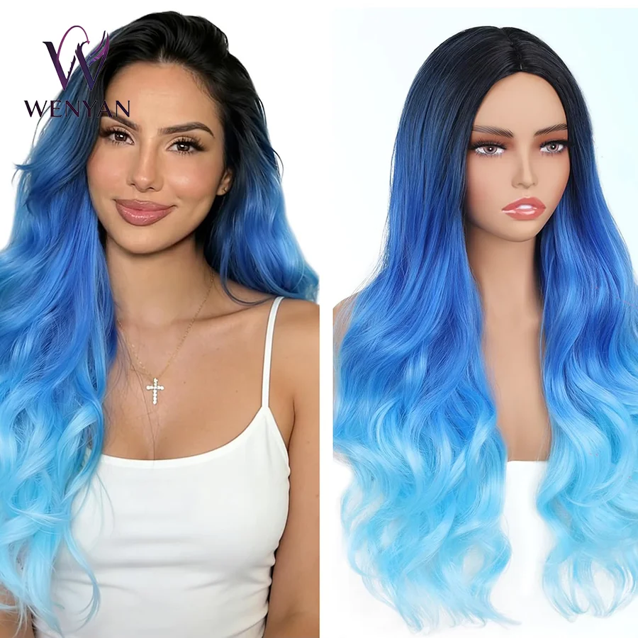26 Inch Long Blue Wavy Wigs for Women Middle Part Blue Ombre Wig Body Wave Long Curly Synthetic Wig Heat Resistant Black Wigs
26 Inch Long Blue Wavy Wigs for Women Middle Part Blue Ombre Wig Body Wave Long Curly Synthetic Wig Heat Resistant Black Wigs