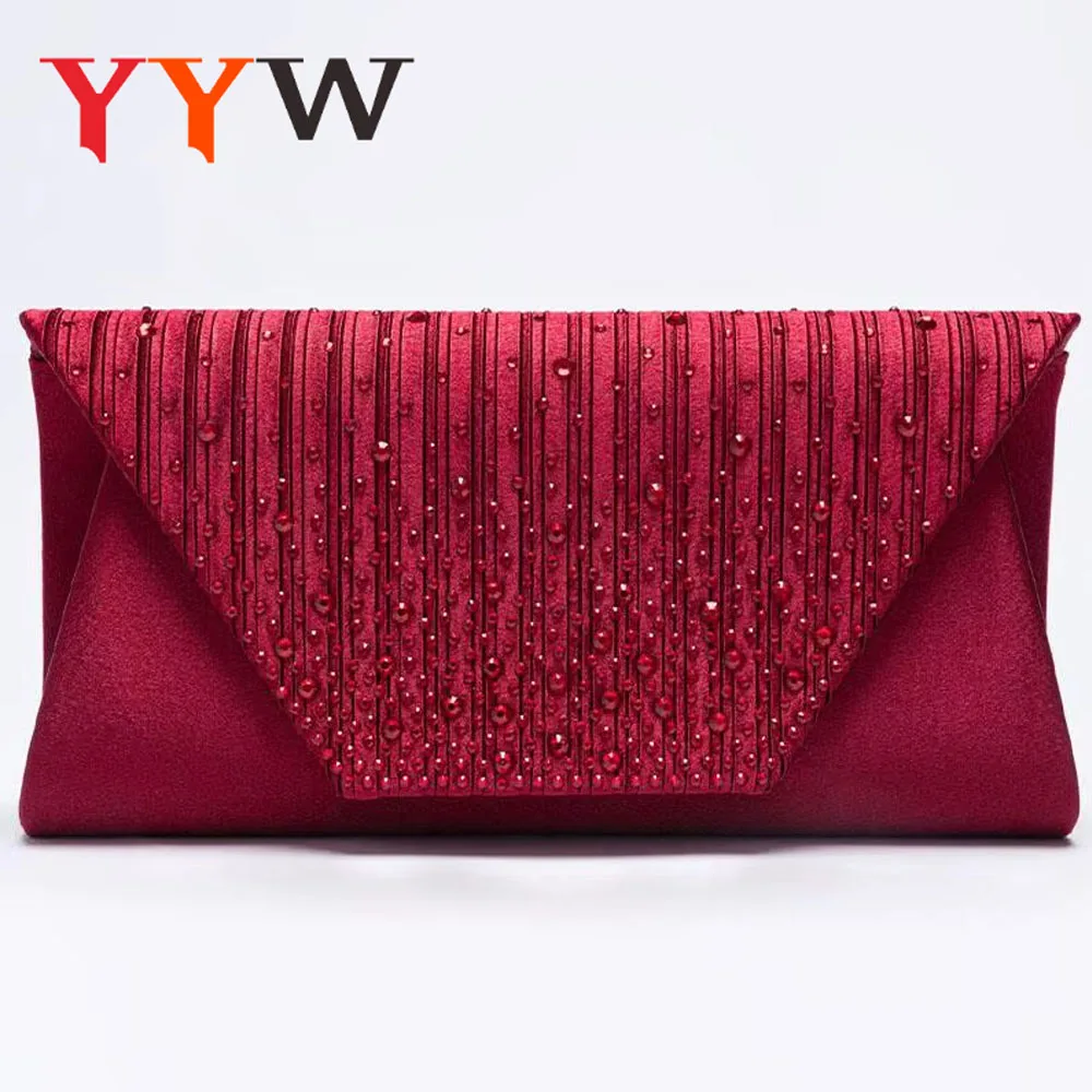 Wine Red Clutch Handbag Colorful Rhinestone Beads Envelope Bag Women Evening Wedding Banquet Shoulder Purse Pleated Satin Bag
Wine Red Clutch Handbag Colorful Rhinestone Beads Envelope Bag Women Evening Wedding Banquet Shoulder Purse Pleated Satin Bag